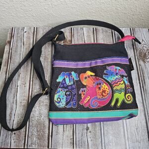 Laurel Burch dogs artistic art to wear cross body hang bag purse colorful